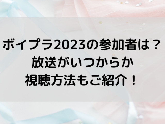 ボイプラ 2023 参加者